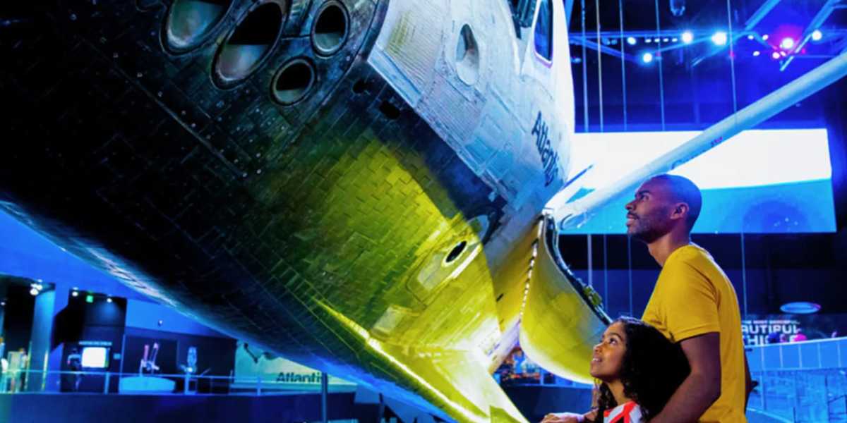 Guests experience an attraction at Kennedy Space Center