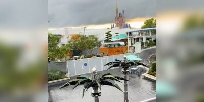 A view of the flooding in Magic Kingdom Park from the PeopleMover.