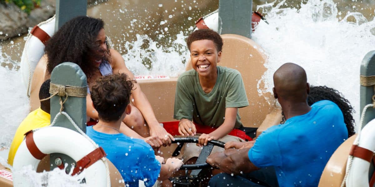 Guests ride Smoky Mountain River Rampage at Dollywood