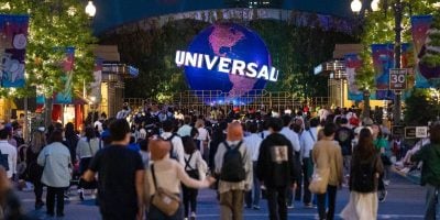 Guests in the entrance to Universal Studios Japan