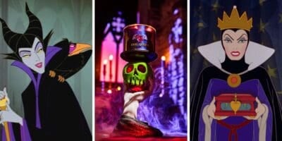Three Images: (Left) Maleficent, (MIddle) Evil Queen Candle and Candle Holder Bath & Body Works, (Right) The Evil Queen