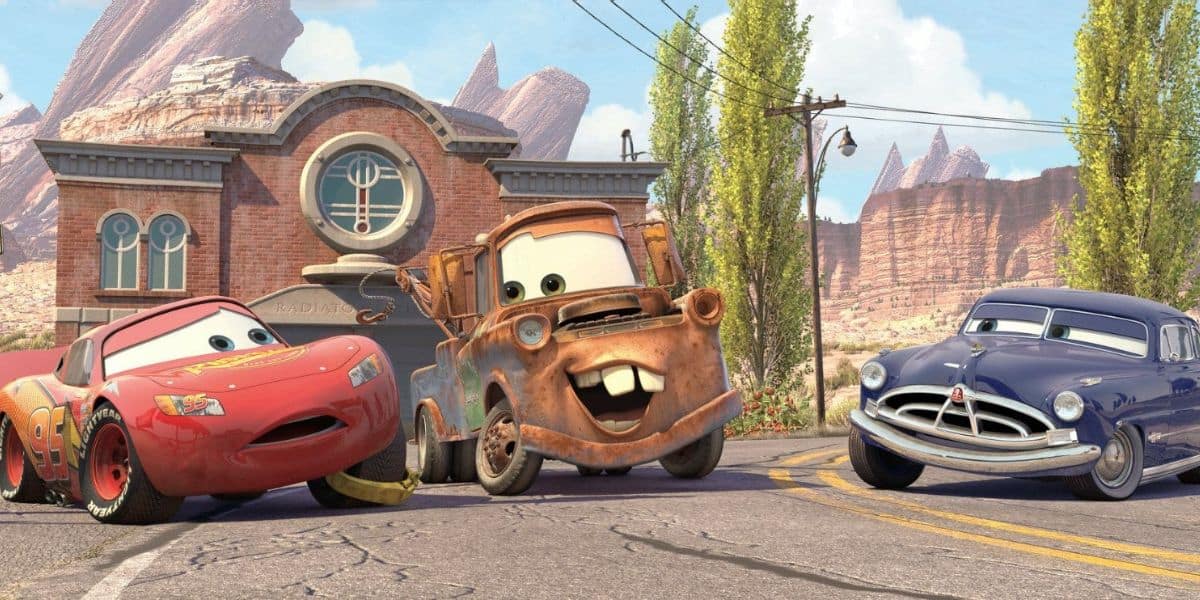 Lightning McQueen, Mater, and Doc Hudson in Disney/Pixar Cars