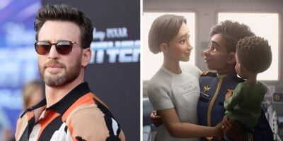 Chris Evans at the Lightyear premiere and an image from Lightyear