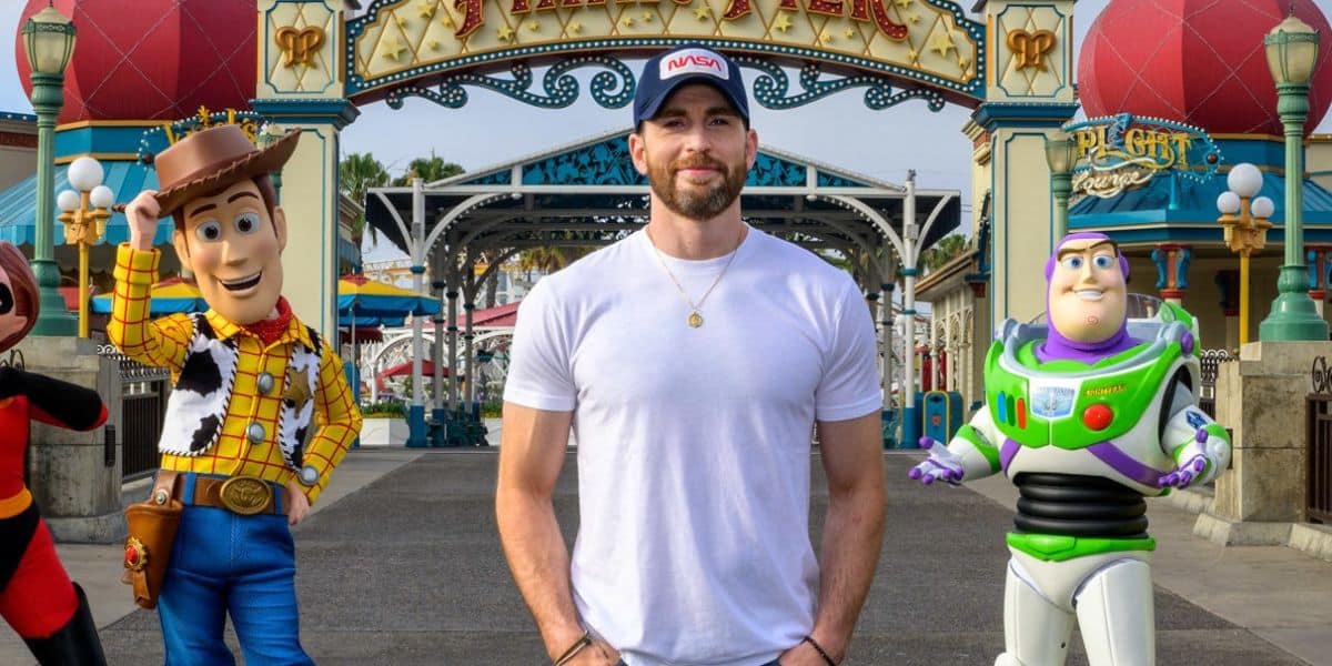 Chris Evans visits Pixar Pier at Disney California Adventure