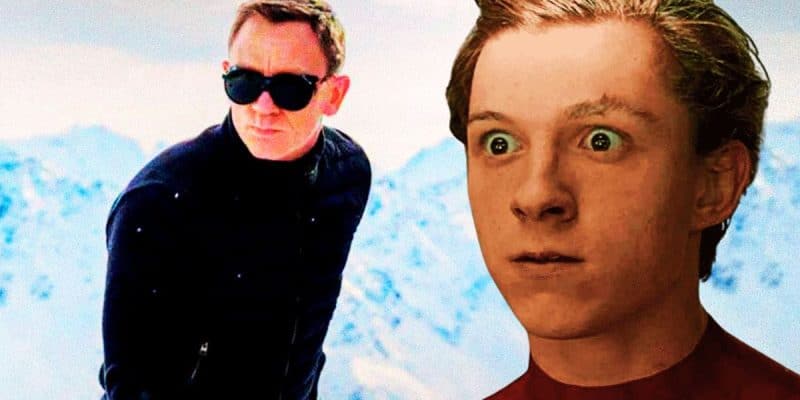 Split image: Daniel Craig as Bond on the left, Tom Holland as Peter Parker on the right