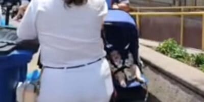 A baby who was left in its stroller at Disneyland Park.