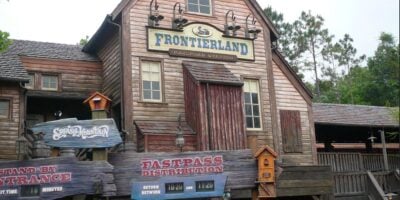 Splash Mountain's former entrance under the Frontierland station for the Walt Disney World Railroad.
