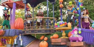 Chip and Dale in Halloween parade at Disney park