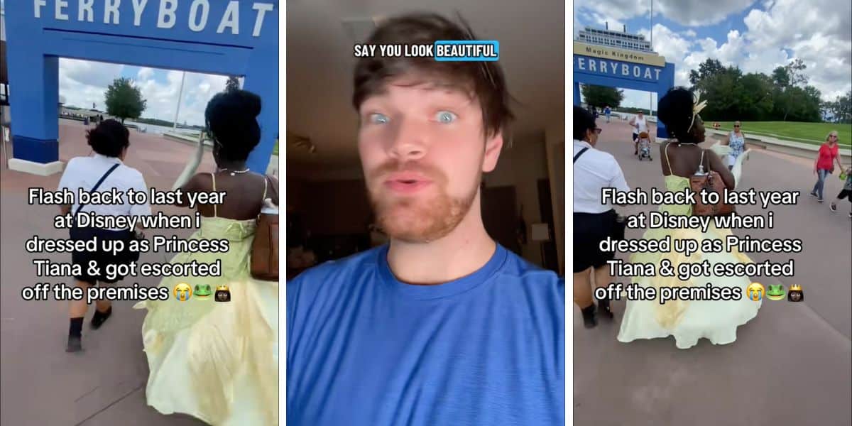 (Left) Disney World Guest dressed as Princess Tiana, (Middle) Former Disney Cast Member, (Right) Guest dressed as Tiana