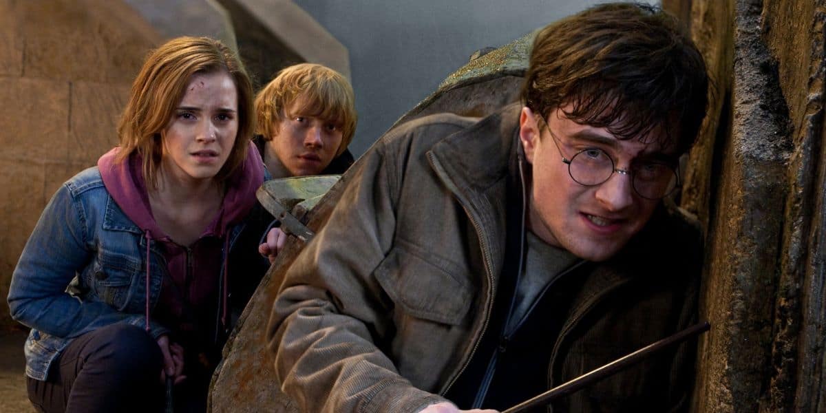 Emma Watson (Hermione), Rupert Grint (Ron) and Daniel Radcliffe (Harry) in 'Harry Potter and the Deathly Hallows'