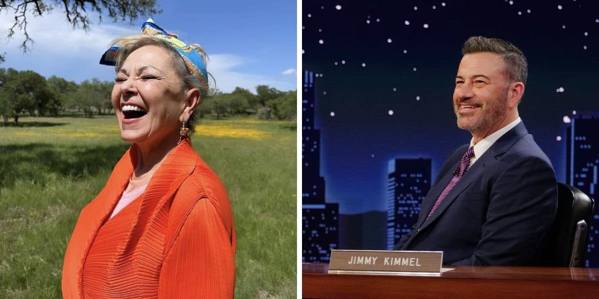 (Left) Roseanne Barr, (Right) Jimmy Kimmel