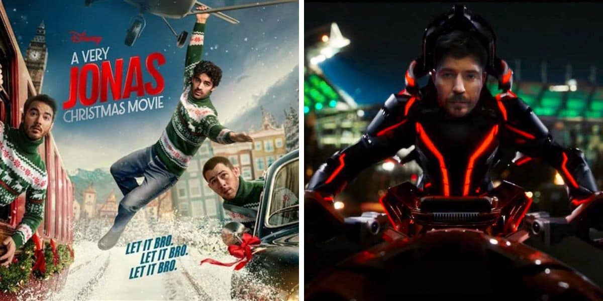 (Left) A Very Jonas Christmas Movie, (Right) Mr. Beast Promotes Tron:Ares