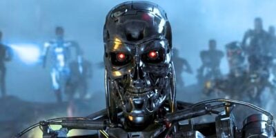 A T-800 in the Future War in 'Terminator 3: Rise of the Machines'