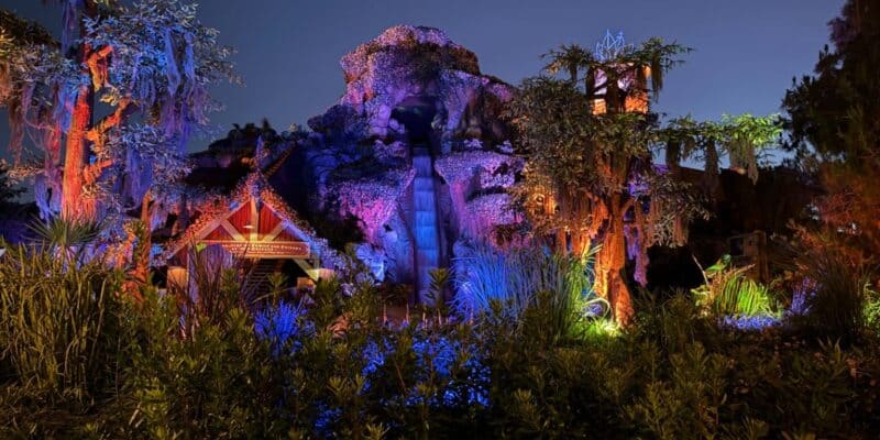 Tiana's Bayou Adventure at Disneyland Park at night.