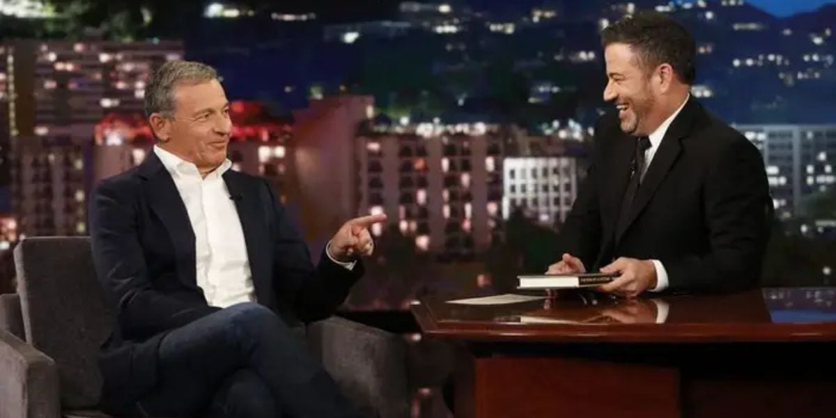 Disney CEO Bob Iger as a guest on Jimmy Kimmel Live! on ABC.