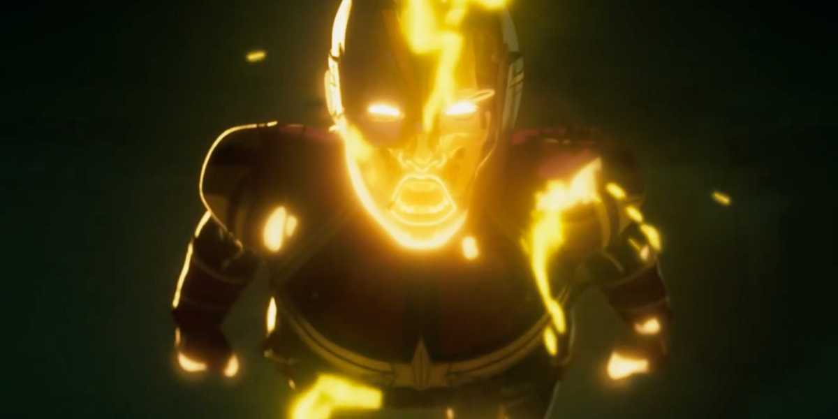 Captain Marvel flying in 'Marvel Zombies'