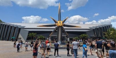 People taking photos of Guardians of the Galaxy: Cosmic Rewind at EPCOT.