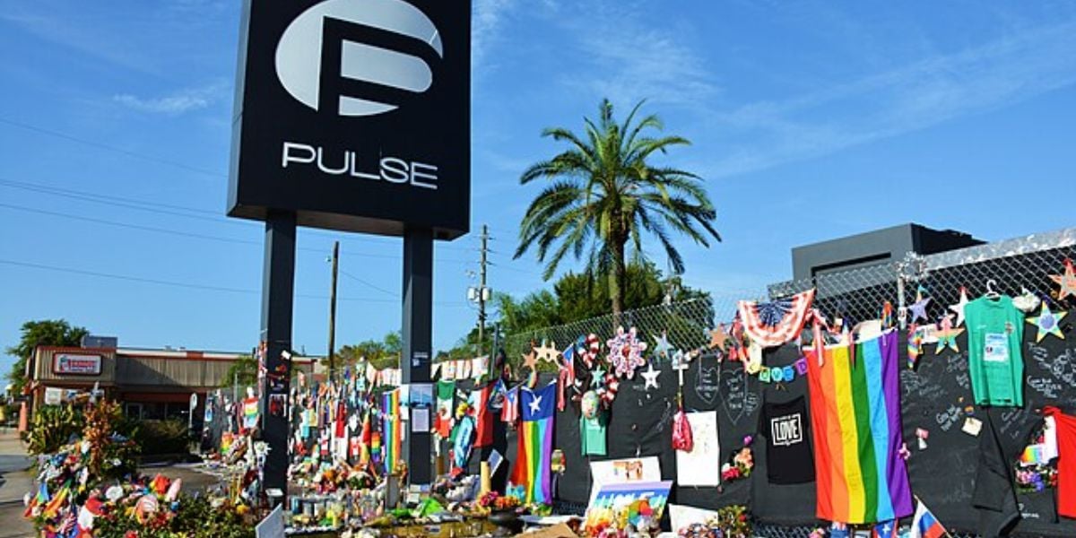 A memorial at the site of Pulse Nightclub.