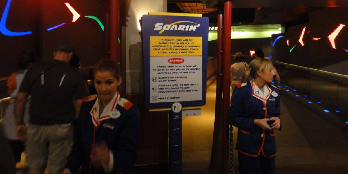 Disney cast members in the old Soarin' costumes at EPCOT.
