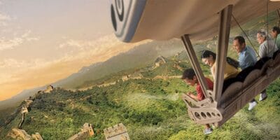 Guests ride Soaring Over the Horizon