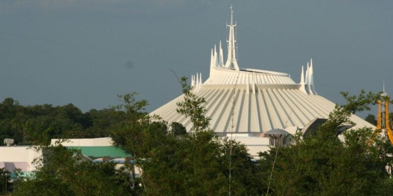 Space Mountain exterior as seen from a distance.