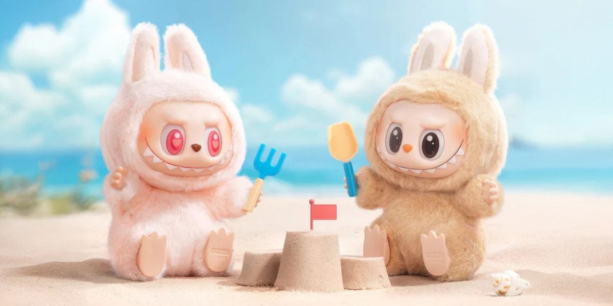 Labubu toys at the beach