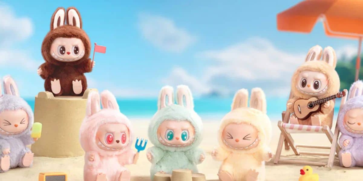 Labubu toys at the beach