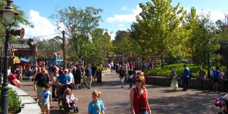 Guests walking through New Fantasyland at Magic Kingdom Park.