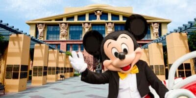Mickey Mouse in front of The Walt Disney Company office building in Burbank, California