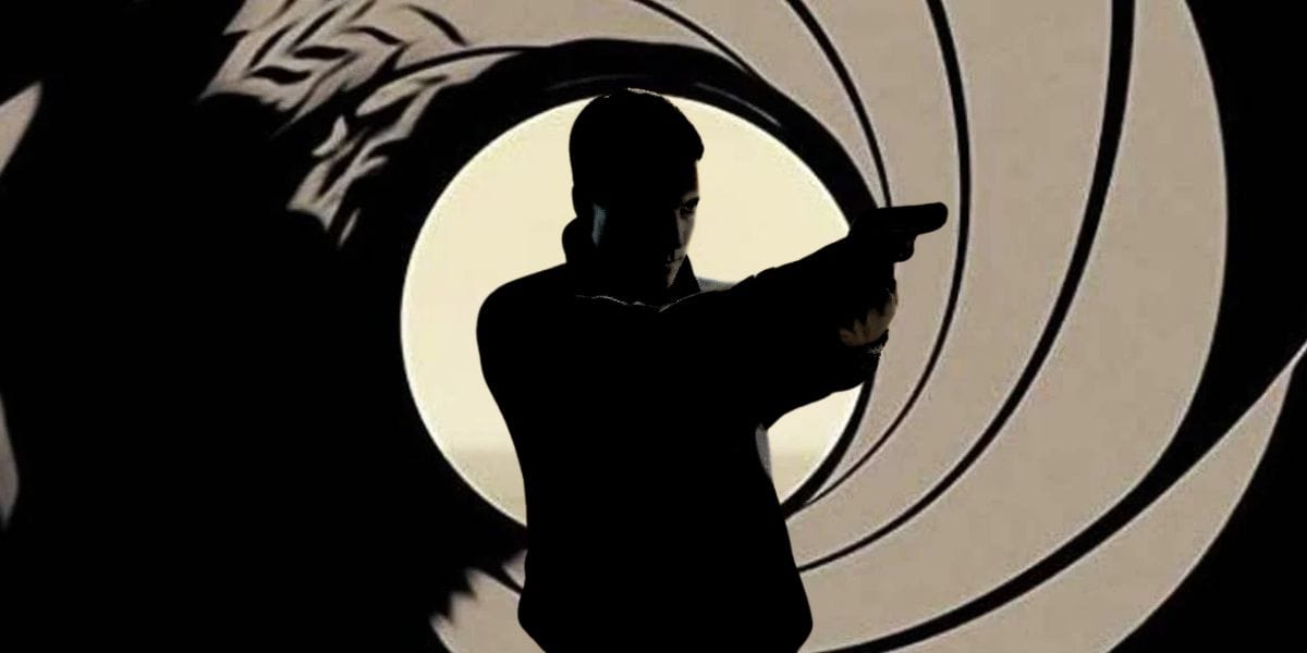 Shared image: The iconic James Bond swirl with a silhouette of Patrick Gibson's 007 in front