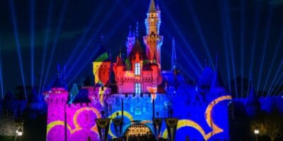 Sleeping Beauty Castle with Mickey head projections during Disneyland After Dark: Disney Channel NIte.