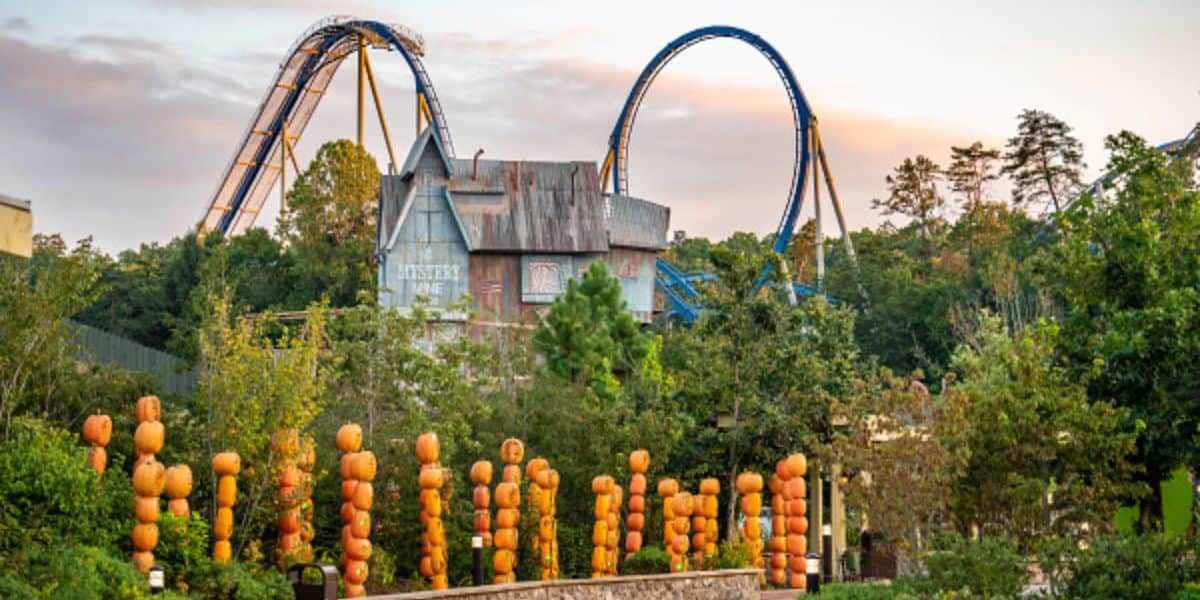 Roller coaster at Dollywood during Halloween