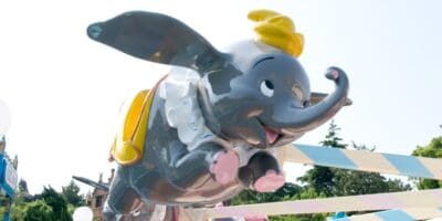 A close-up of a Dumbo ride vehicle at Tokyo Disneyland