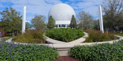 Spaceship Earth as seen from World Celebration at EPCOT.