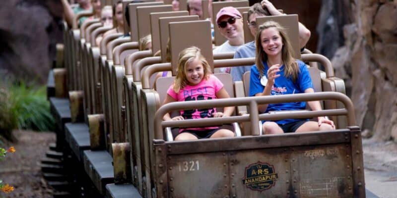 guests ride expedition everest in disney world's animal kingdom park