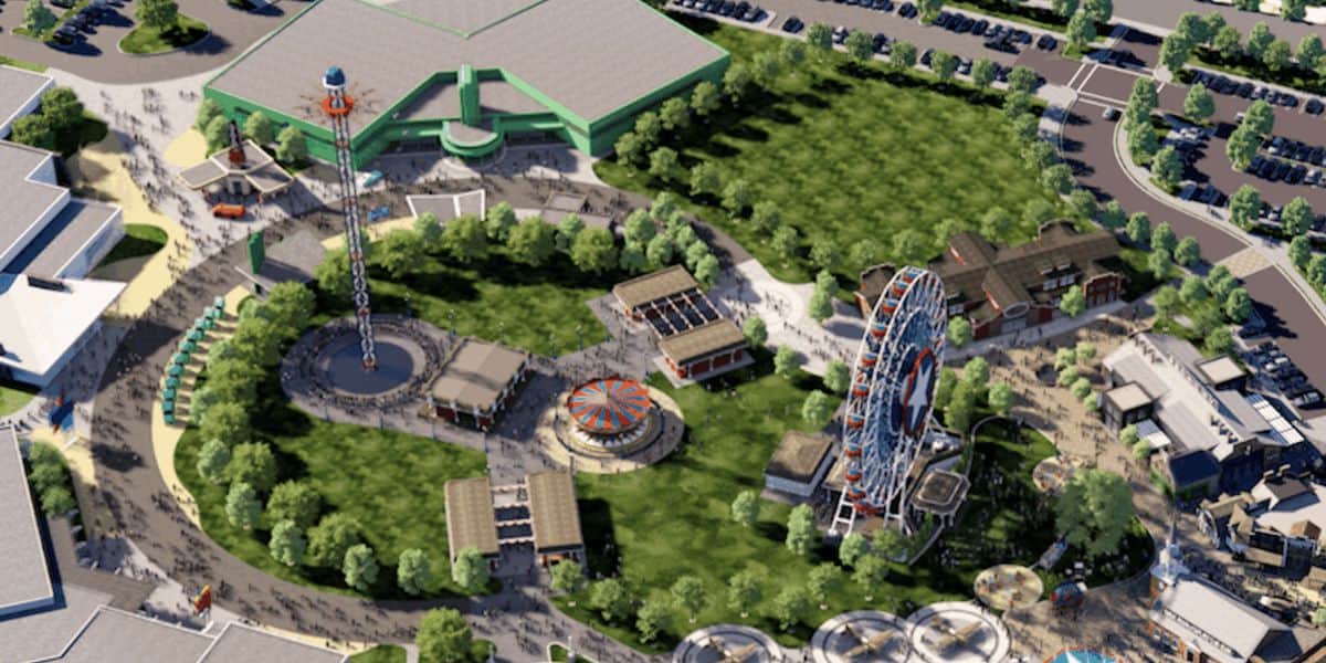 Aerial concept art of Libertyland USA
