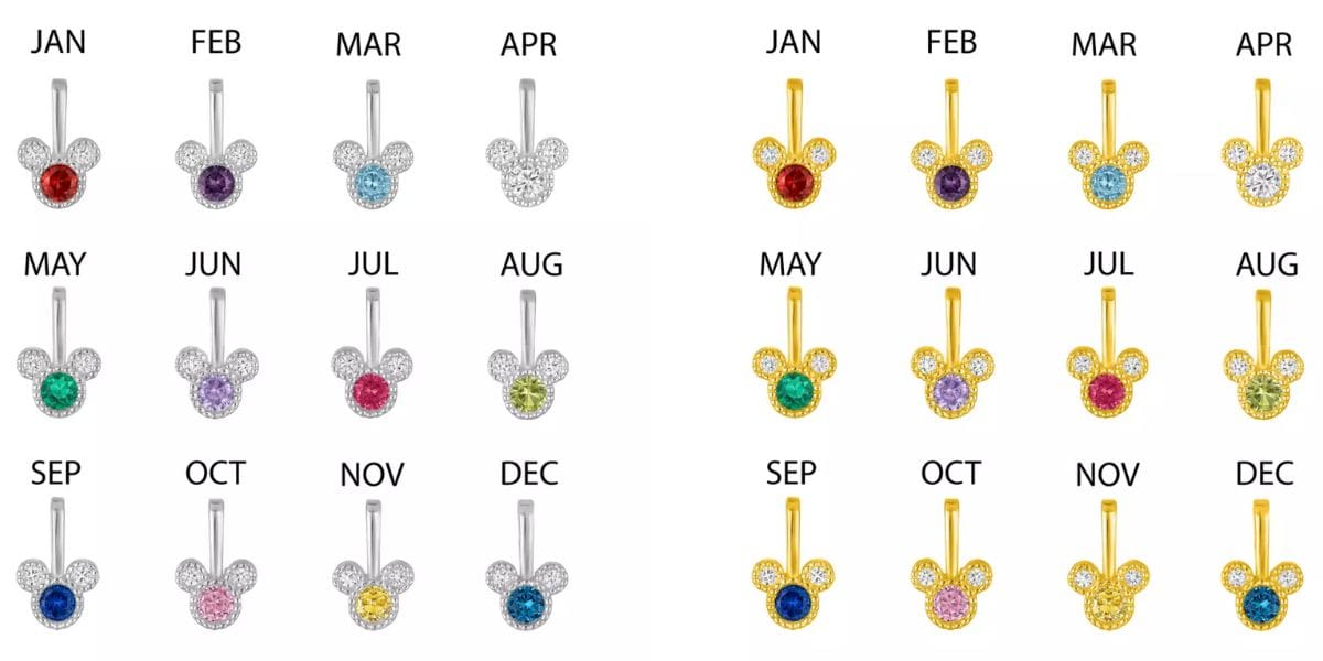 Mickey Mouse Icon Birthstone Charms by Rebecca Hook