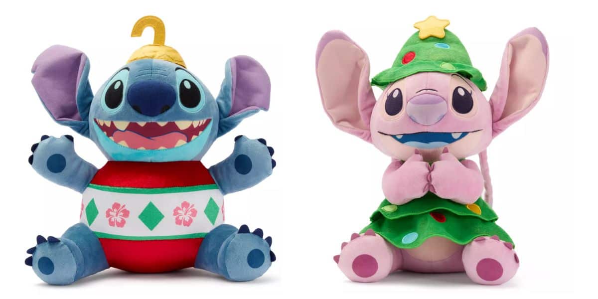 Stitch and Angel holiday plushes.
