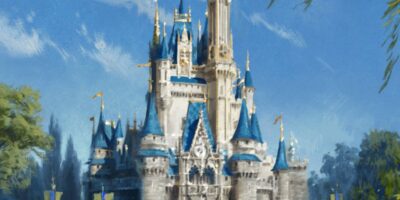 concept art for the restoration of Cinderella Castle back to blue and gray color scheme
