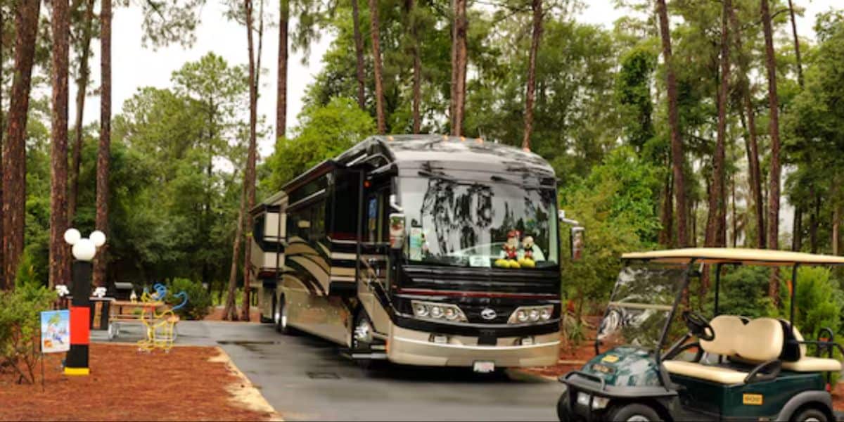 RV and golfcart at disney's for wilderness campground