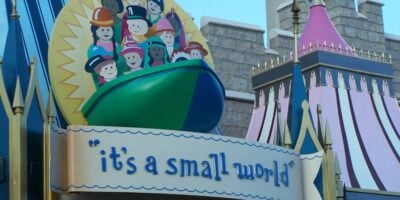 "it's a small world" entrance sign at Magic Kingdom Park