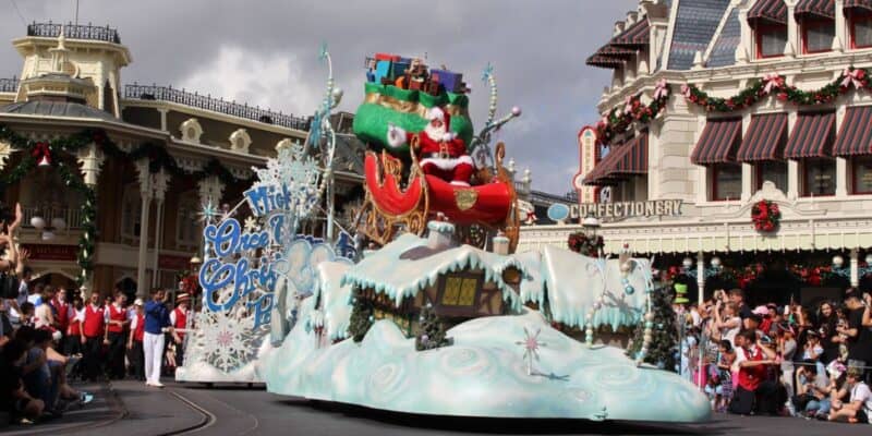 Santa Claus in Mickey's Once Upon a Christmastime Parade at the Magic Kingdom.
