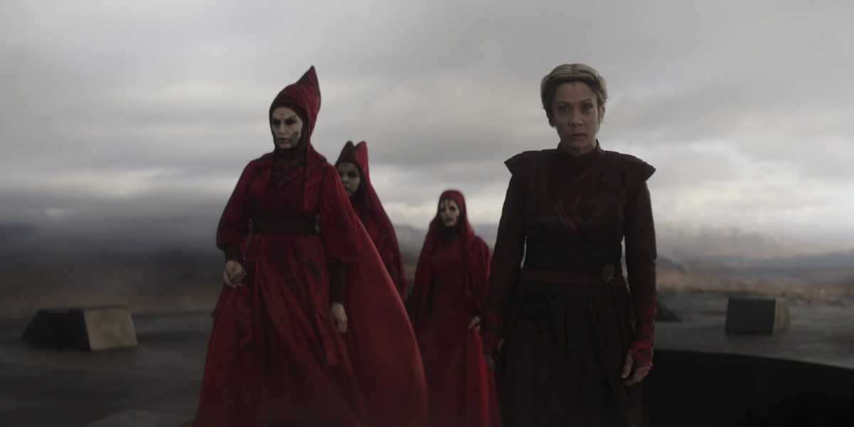 The Nightsisters, including Claudia Black's Mother Klothow, and Morgan Elsbeth (Diana Lee Inosanto)