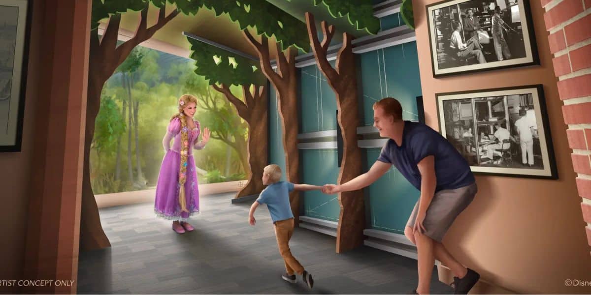 Rapunzel meet and greet concept art at Disney's Hollywood Studios