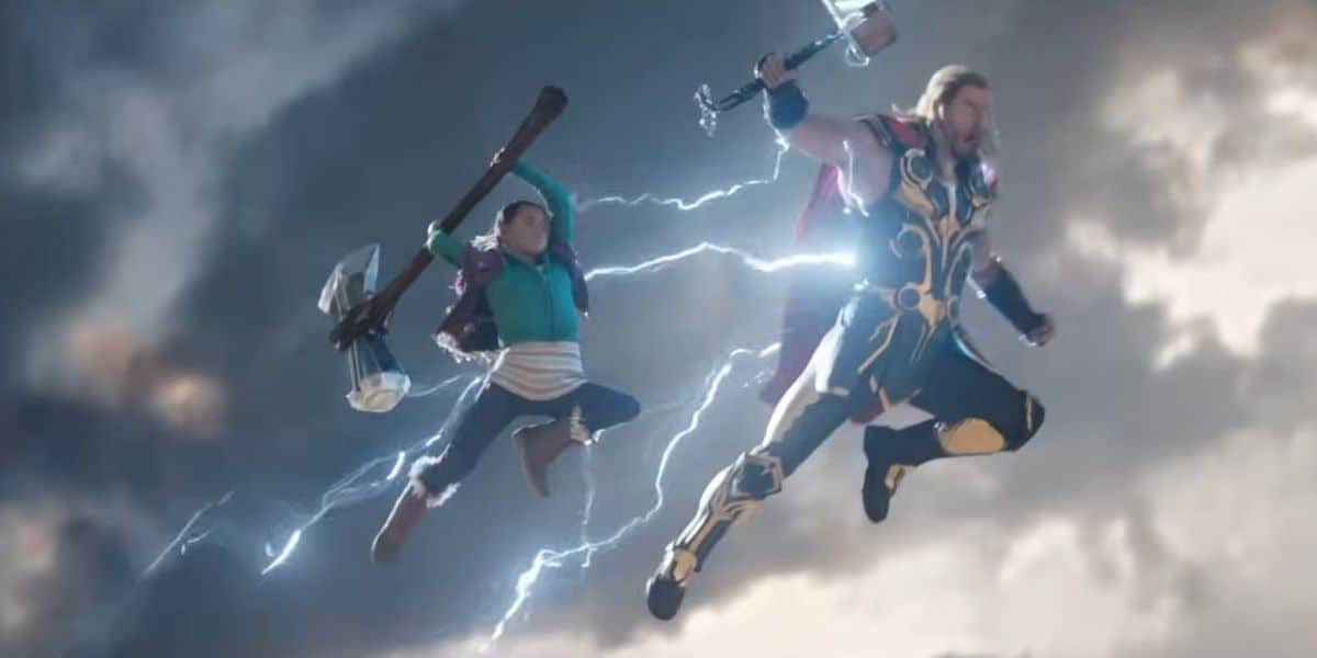 Thor and his adopted daughter, Love, in Thor: Love and Thunder film