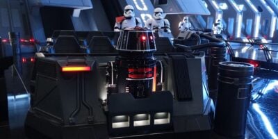 A ride vehicle in Star Wars: Rise of the Resistance.