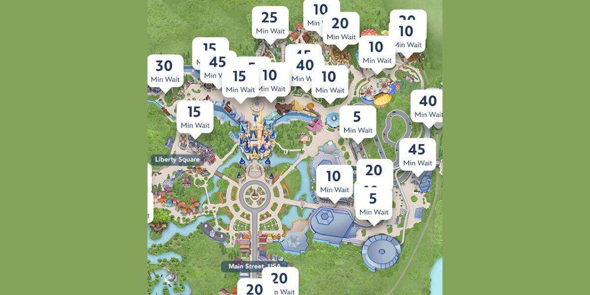 Magic Kingdom park map with low wait times for January 9th, 2026
