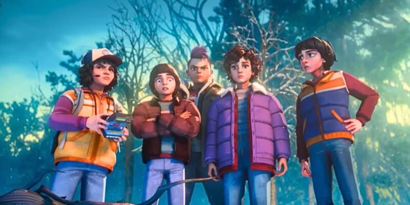 L to R: Dustin, Will, Nikki, Eleven, and Mike in 'Stranger Things: Tales From '85'