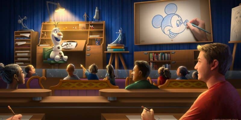 New drawing academy feature Olaf at Disney Hollywood Studios