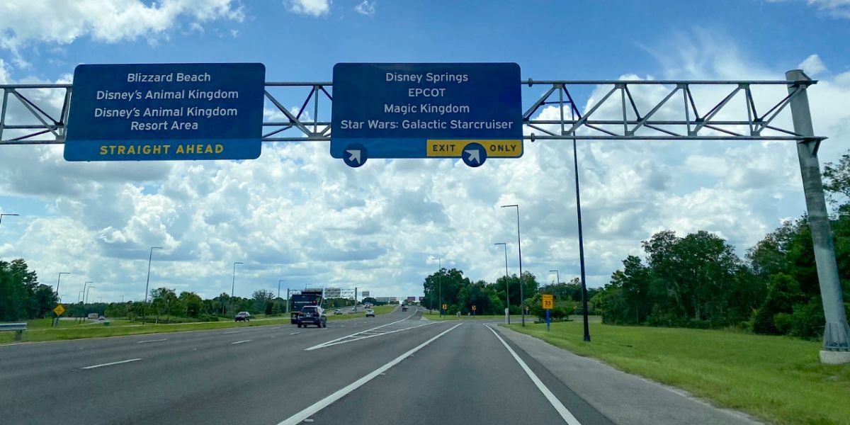 New blue road signs at Walt Disney World Resort